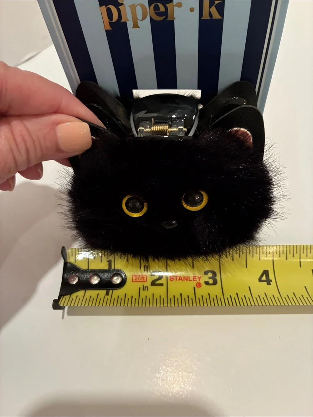 Piper•k Black Fuzzy Cat Pom Pom Hair Accessory